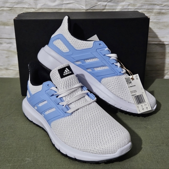 adidas Shoes - Adidas Womens  Mesh Sneakers in White and Light Blue